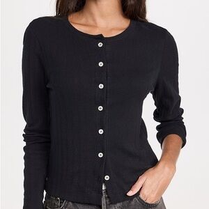 Leset Pointelle Classic Crew Cardigan Sz M.